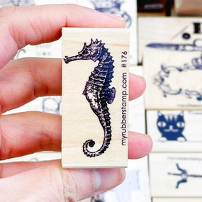 steel Seahorse Rubber Stamp