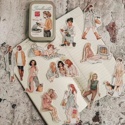 Cafe Analog X Windry R - Soulmate Girls Stickers In Tin neutral