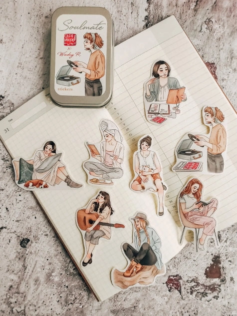 classic boxed Cafe Analog X Windry R - Soulmate Girls Stickers In Tin