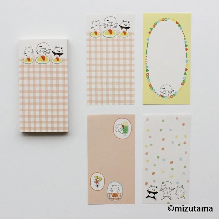 Kokoro Moyou Slim Memo Pad - Excited soft glass
