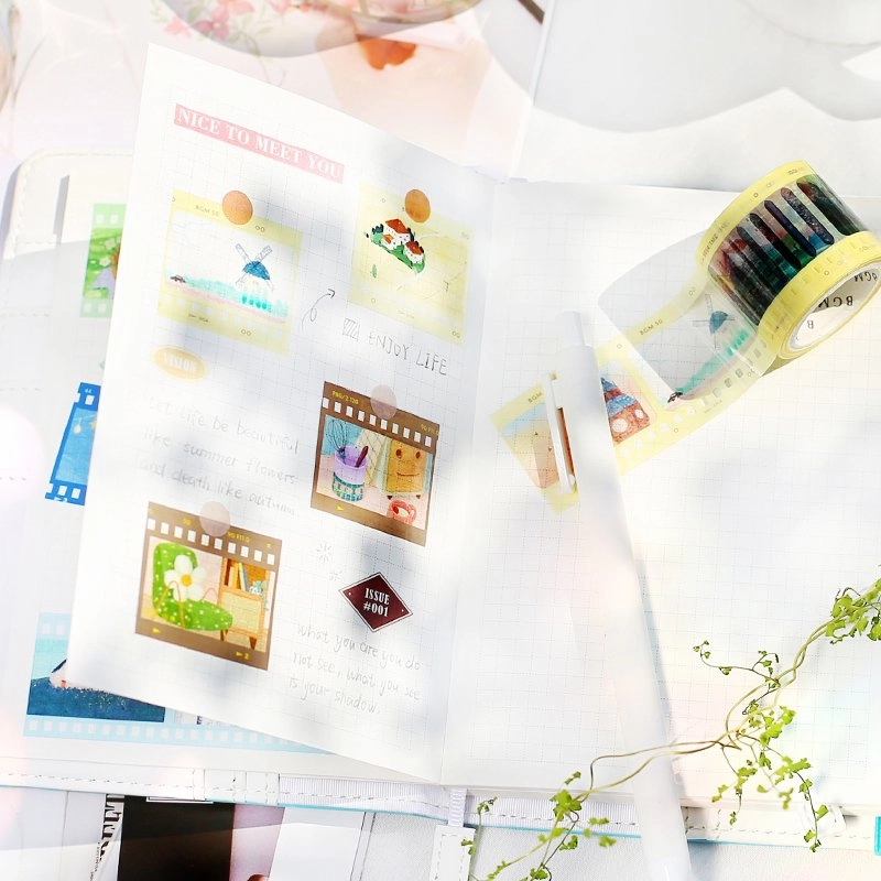 classic sturdy Light Yellow Film Washi Tape Clear Bgm
