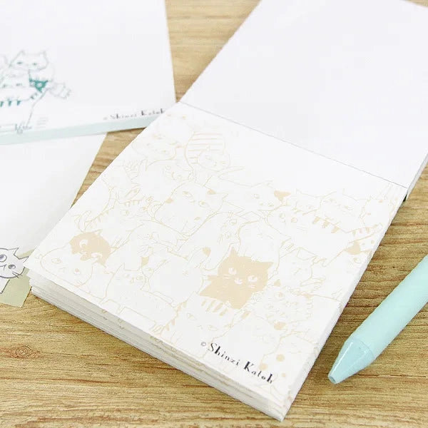 Shinzi Katoh Memo Pad - Cat Hill Green square