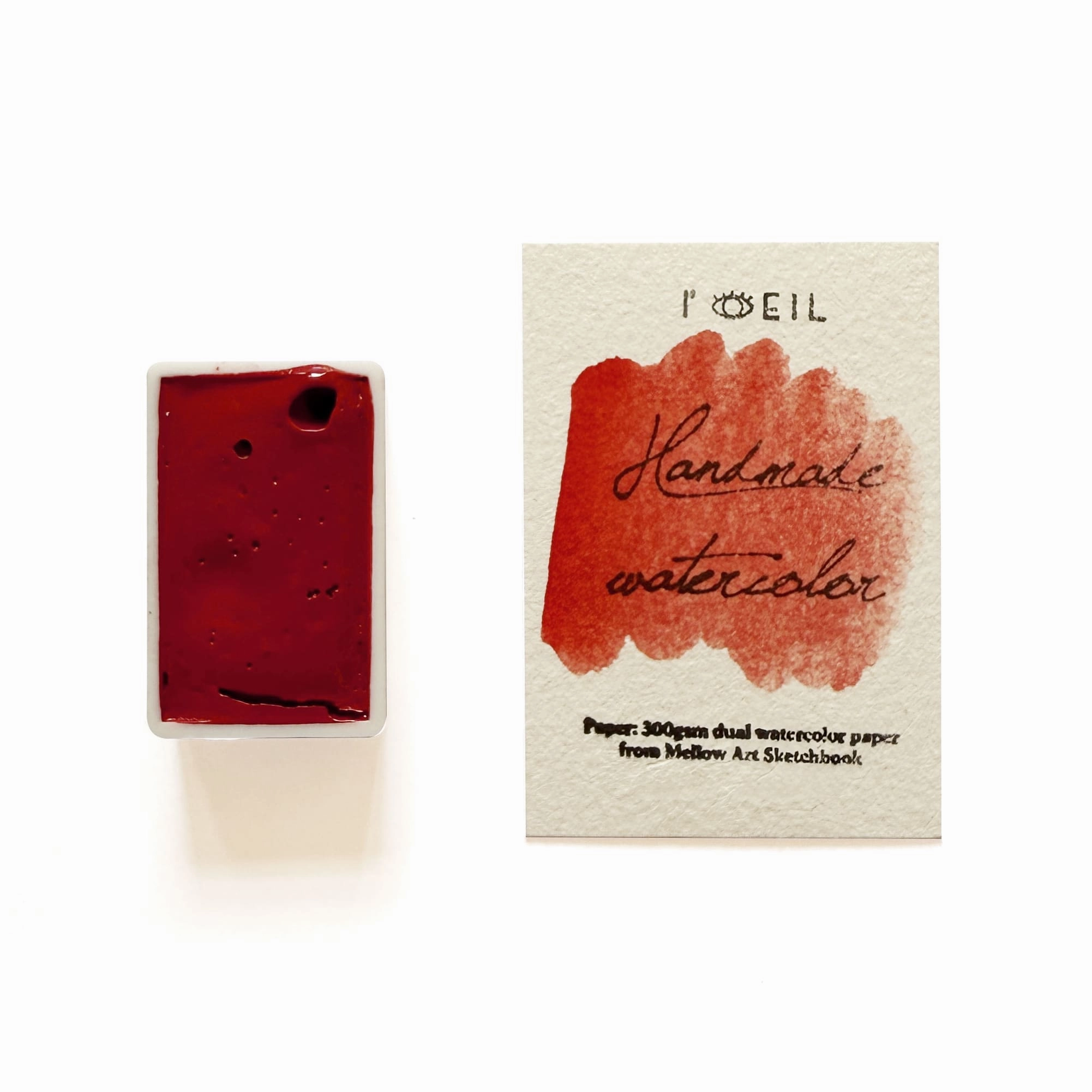 Vermilion Red (Hue) Pr255 - Artist Grade Handmade Honey Based Watercolor Paint Full Pan 3.2Ml durable top