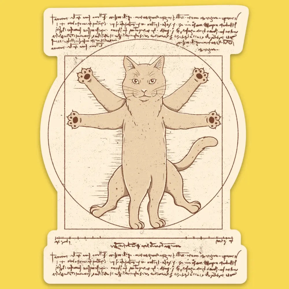 Vitruvian Cat Vinyl Sticker cotton collapsible