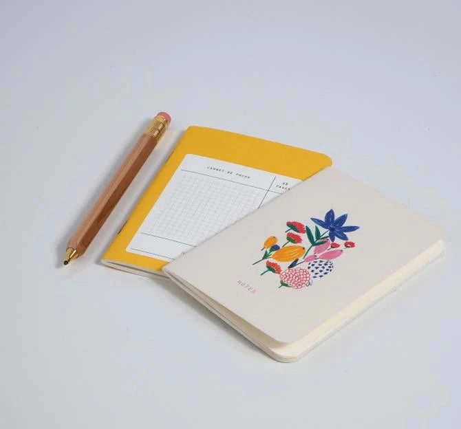Season Paper Collection Fleurs Sauvages Mini Pocket Notebook - Blank And Grid magnetic