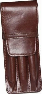 Aston Leather 3 Pen Holder Brown exclusive
