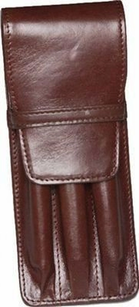 Aston Leather 3 Pen Holder Brown exclusive