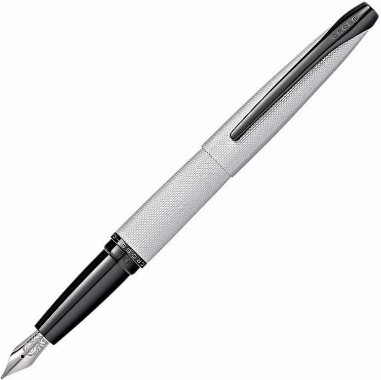 Cross Atx Brushed Chrome Diamond Pattern Fountain Pen muted