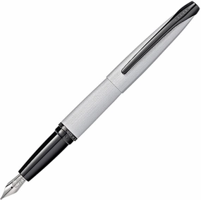 Cross Atx Brushed Chrome Diamond Pattern Fountain Pen muted