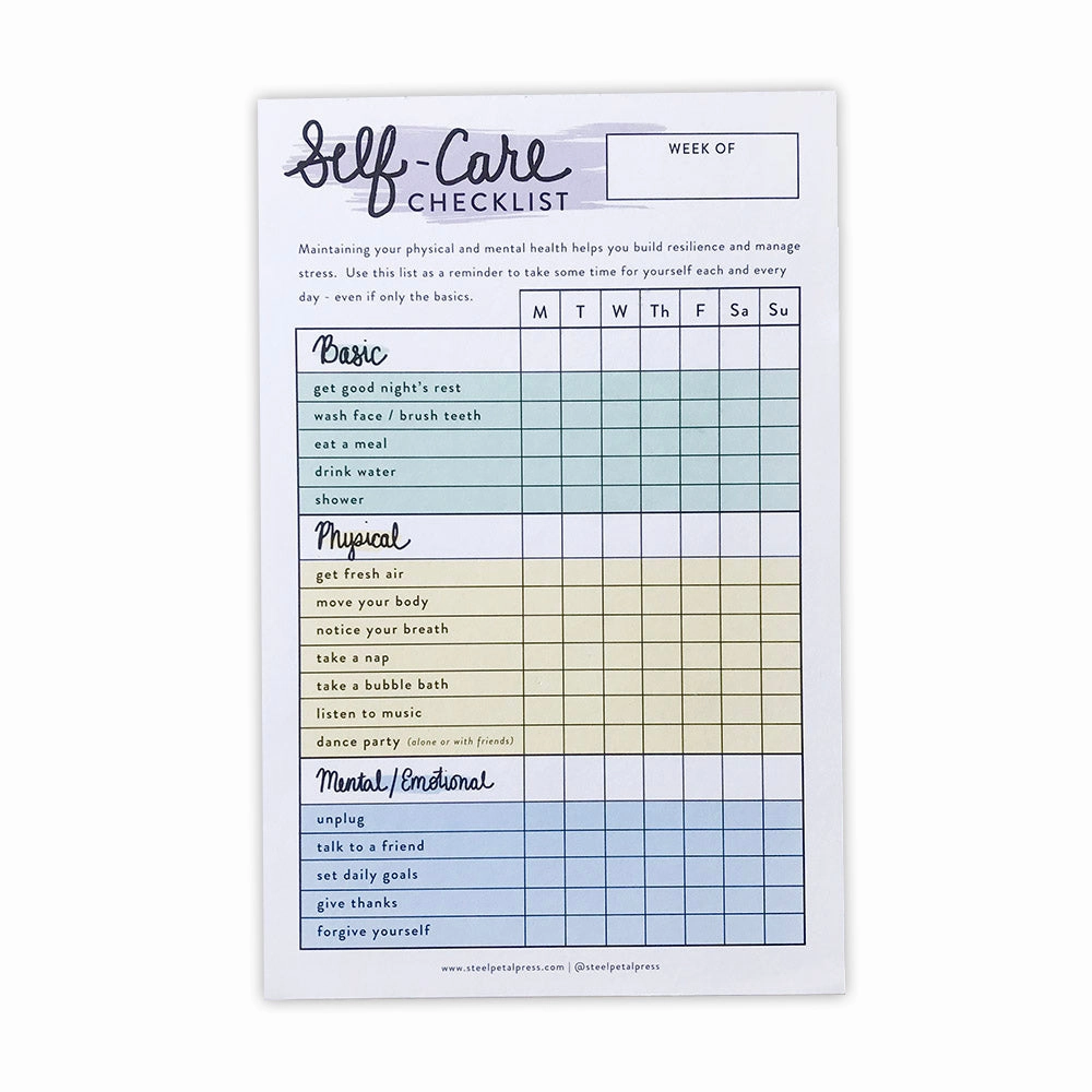 Self Care Checklist Tracker Notepad daily