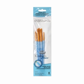 4-Pack Gold Taklon Angular Paintbrushes paper