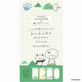 Kokoro Moyou Slim Memo Pad - Breeze glass foldable