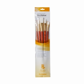 Set Of 5 White Taklon Paintbrushes neutral handy
