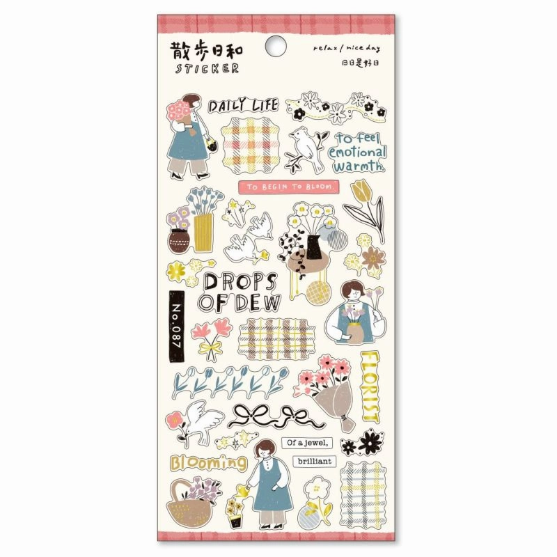 Walking Day Sticker Sheet - Going To The Flower Shop classic
