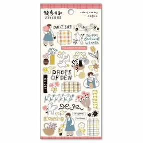 Walking Day Sticker Sheet - Going To The Flower Shop classic