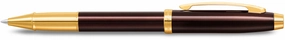 Sheaffer 100 Coffee Brown Lacquer With Pvd Gold Trim Rollerball Pen tall