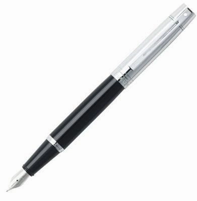 Sheaffer 300 Black & Chrome Fountain Pen muted metallic