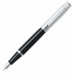 Sheaffer 300 Black & Chrome Fountain Pen muted metallic