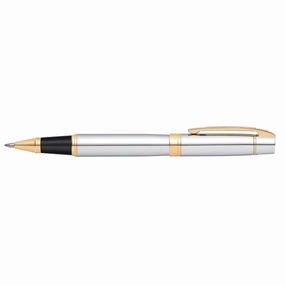 Sheaffer 300 Chrome With Gold Tone Trim Rollerball Pen bundle thin