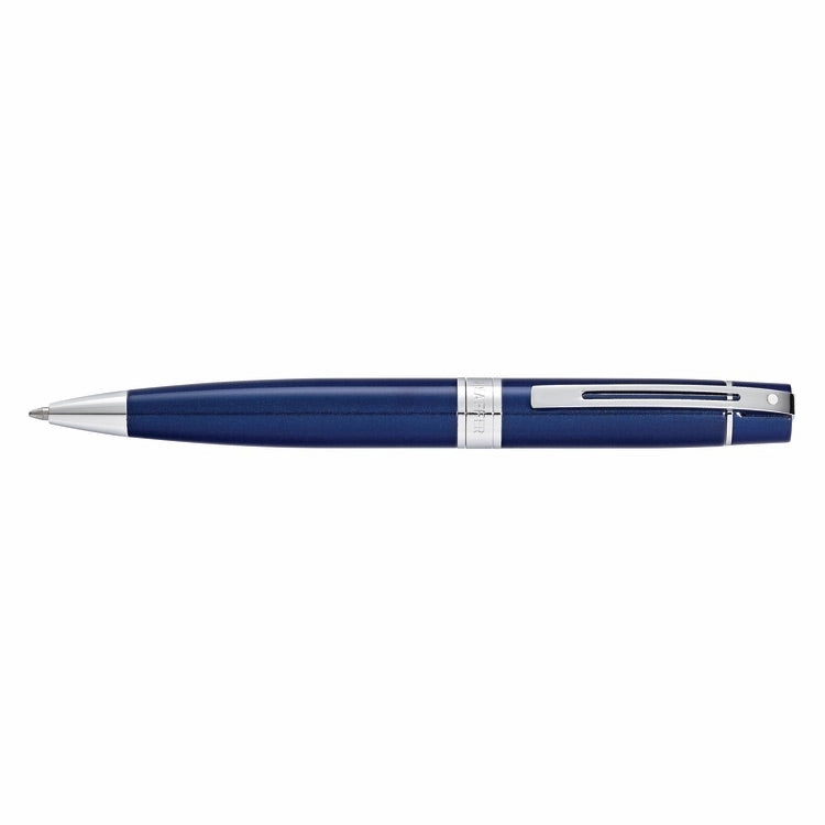 Sheaffer 300 Glossy Blue Lacquer W/Chrome Plated Trim Ballpoint Pen daily collapsible