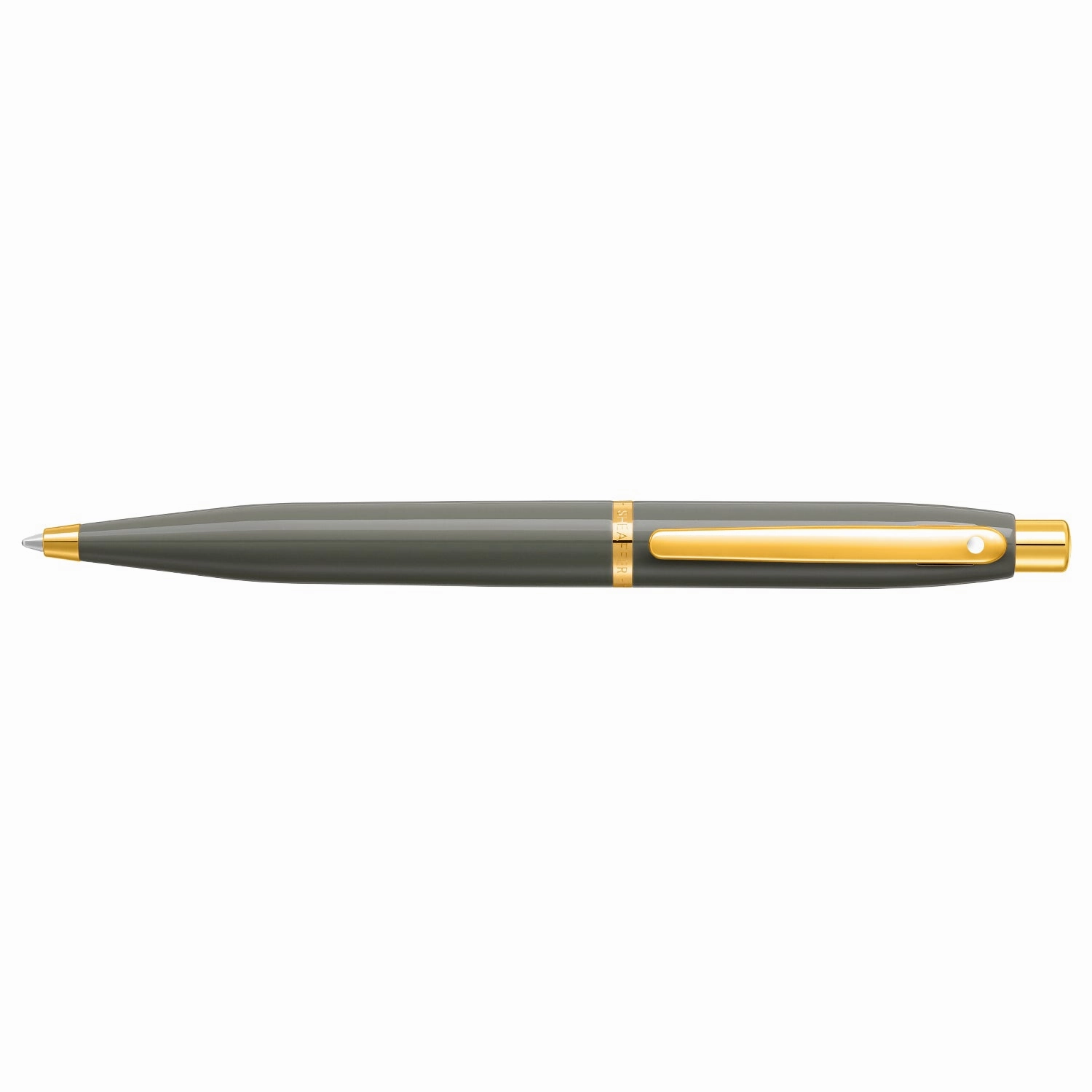 Sheaffer Vfm Light Gray And Pvd Gold Trim Ballpoint Pen flat