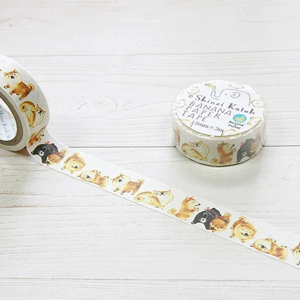 Shiba Inu Washi Tape Banana Paper bronze flat