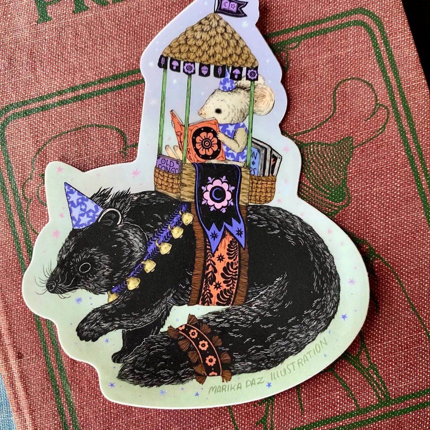 elegant Marika Paz Vinyl Sticker - Booksworth And The Binturong