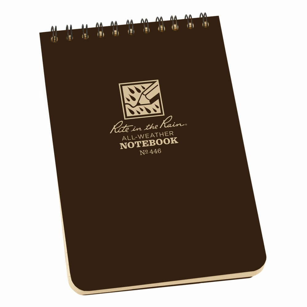 fiber wide Rite In The Rain Spiral Notebook- Brown- 4X6
