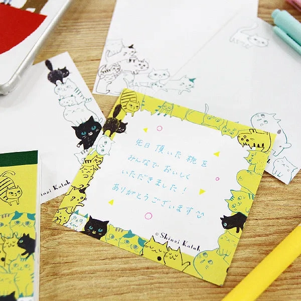 vivid Shinzi Katoh Memo Pad - Cat Hill Yellow