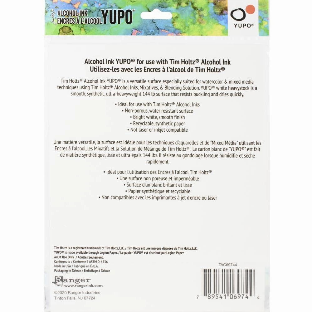 Tim Holtz Alcohol Ink White Yupo Heavystock Paper - 144Lb 5/Pkg 8X10" large finest