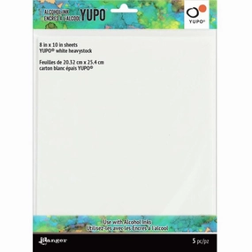 Tim Holtz Alcohol Ink White Yupo Heavystock Paper - 144Lb 5/Pkg 8X10" earthy