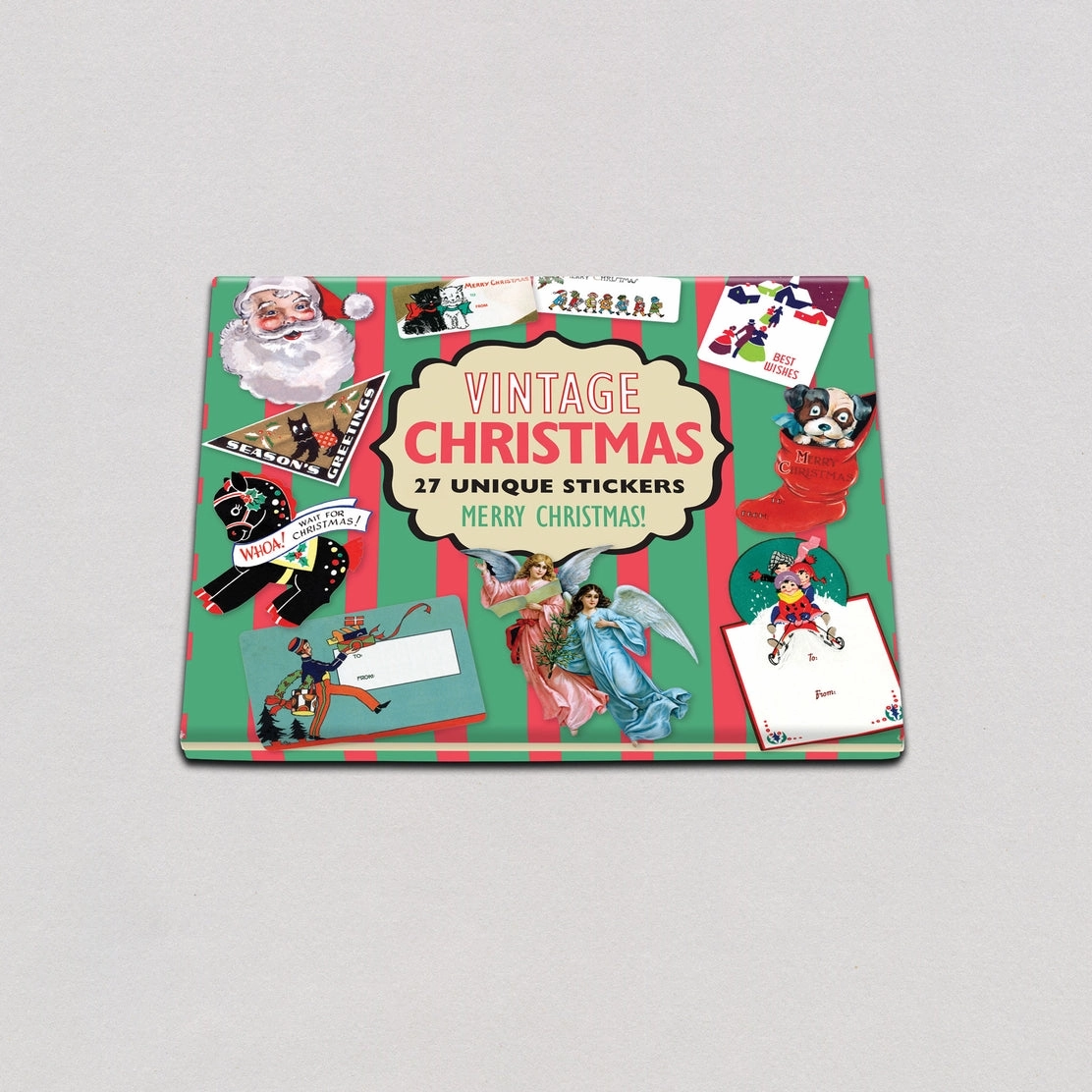 Vintage Christmas Holiday Sticker Box metallic maxi