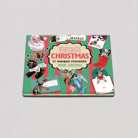 Vintage Christmas Holiday Sticker Box metallic maxi
