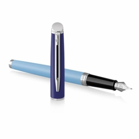 muted Waterman Hemisphere Light Blue Lacquer & Chrome Fountain Pen
