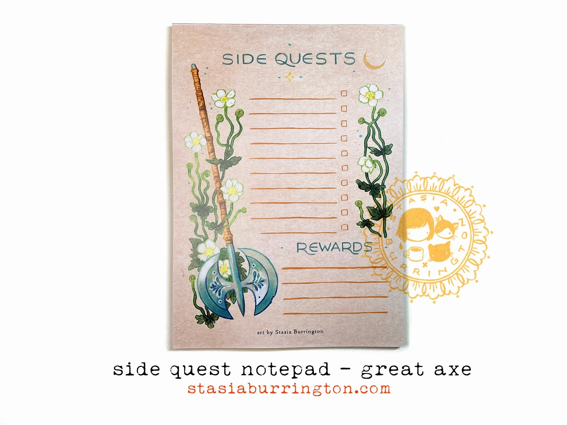 retro Side Quests Great Axe Notepad