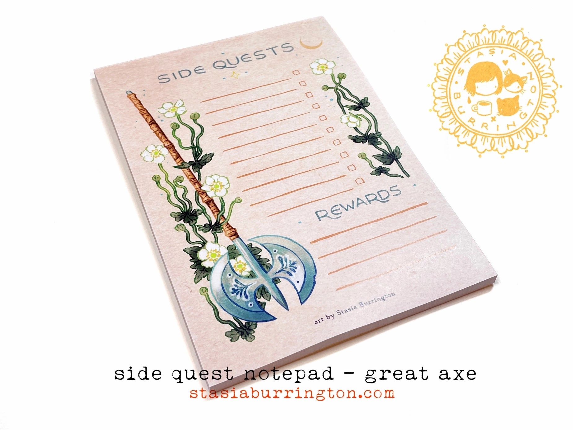 Side Quests Great Axe Notepad metallic