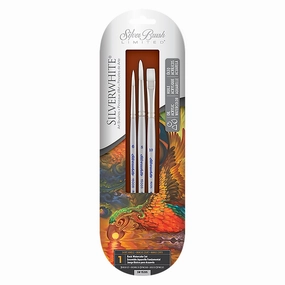 Silverwhite? Short Handle Better Basic Watercolor Brush Set Of 3 boxed resin