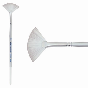 Silverwhite? Short Handle Foundation Watercolor Fan Brush Size 2 shiny lightweight