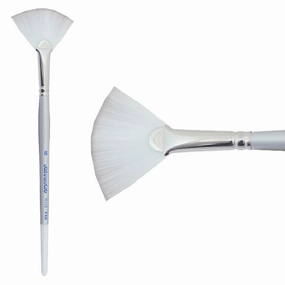 Silverwhite? Short Handle Foundation Watercolor Fan Brush Size 6 premium matte