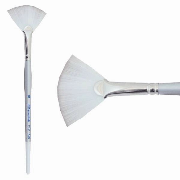 Silverwhite? Short Handle Foundation Watercolor Fan Brush Size 6 premium matte
