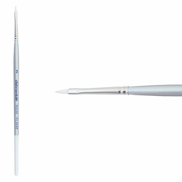 exclusive muted Silverwhite? Short Handle Foundation Watercolor Filbert Brush Size 1