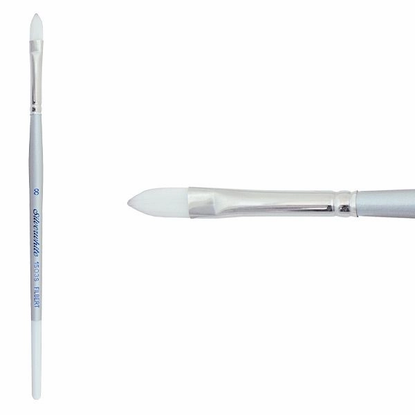 flexible Silverwhite? Short Handle Foundation Watercolor Filbert Brush Size 8
