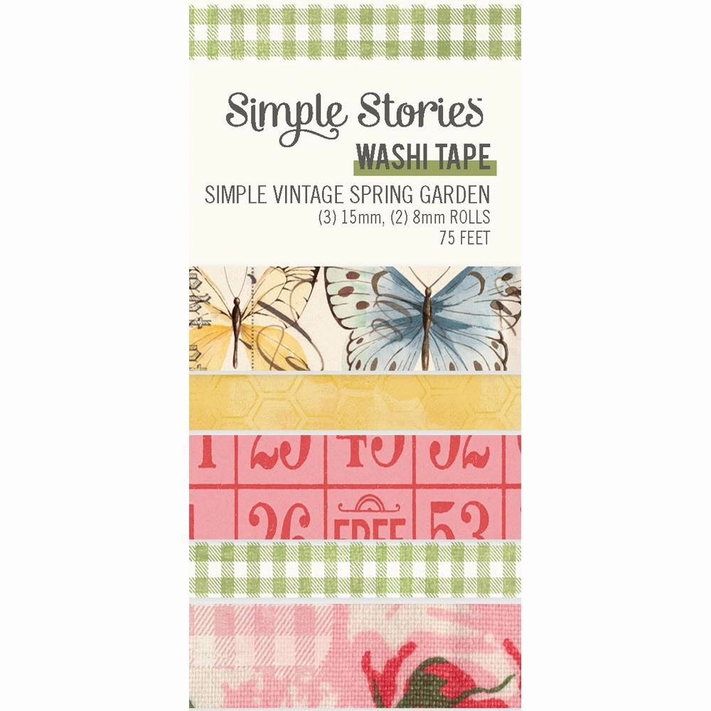 Simple Vintage Spring Garden Washi Tape 5/Pkg sleek seasonal