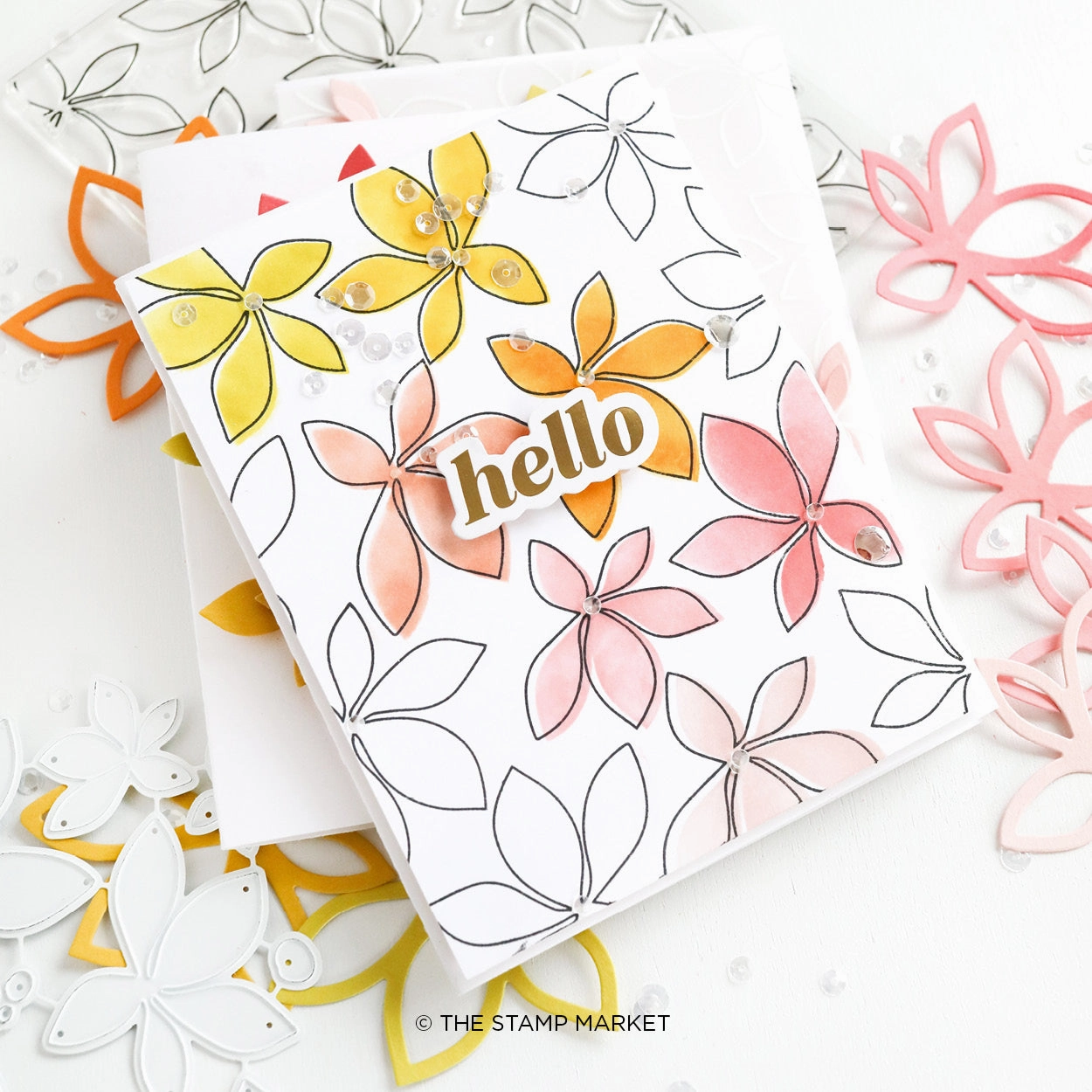 bright waterproof Simply Petals Background Stamp