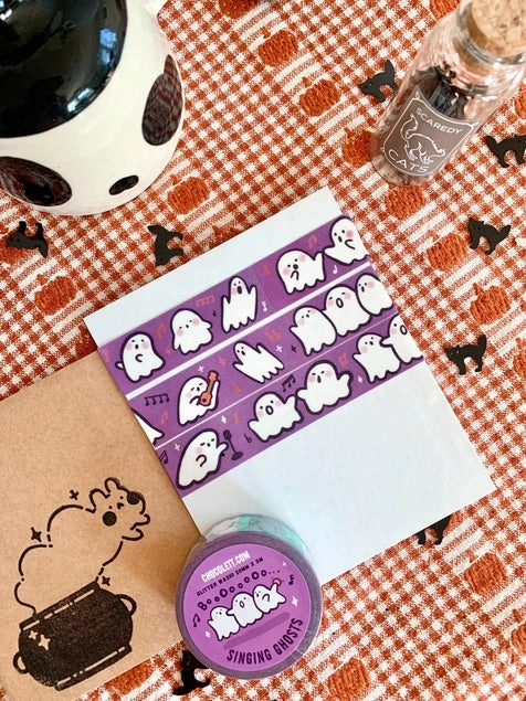 Singing Ghosts Glitter Washi Tape square biodegradable