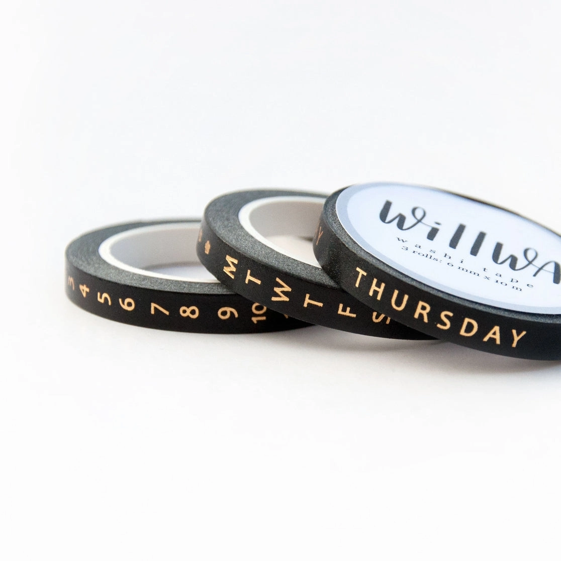 Days & Dates Slim Washi Tape Set leather
