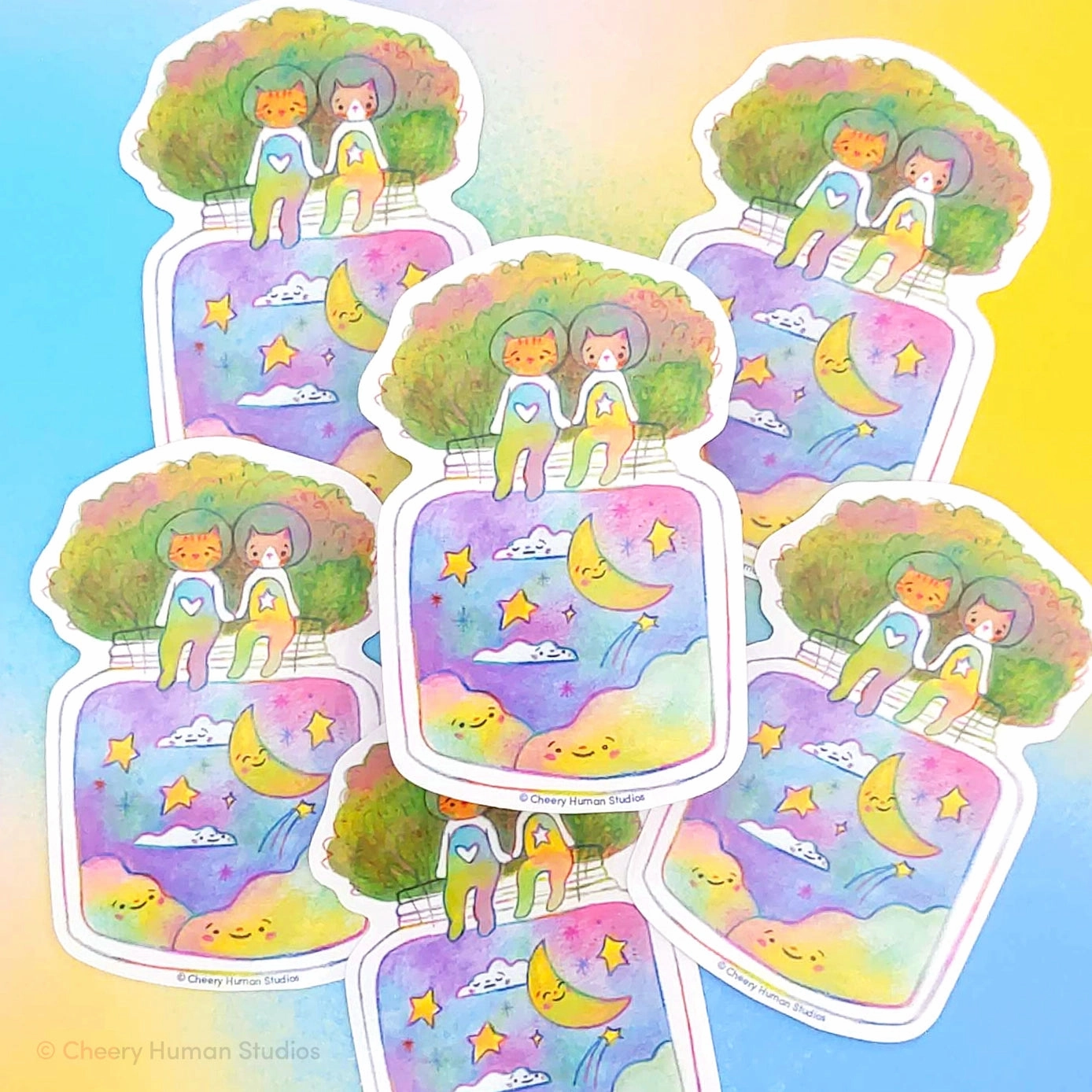 cool Tiny Worlds   Cats: Space Vinyl Sticker