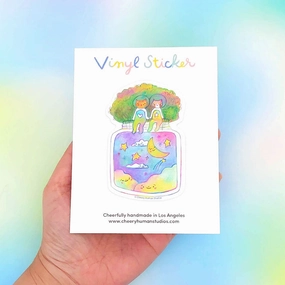 Tiny Worlds   Cats: Space Vinyl Sticker professional wrapped