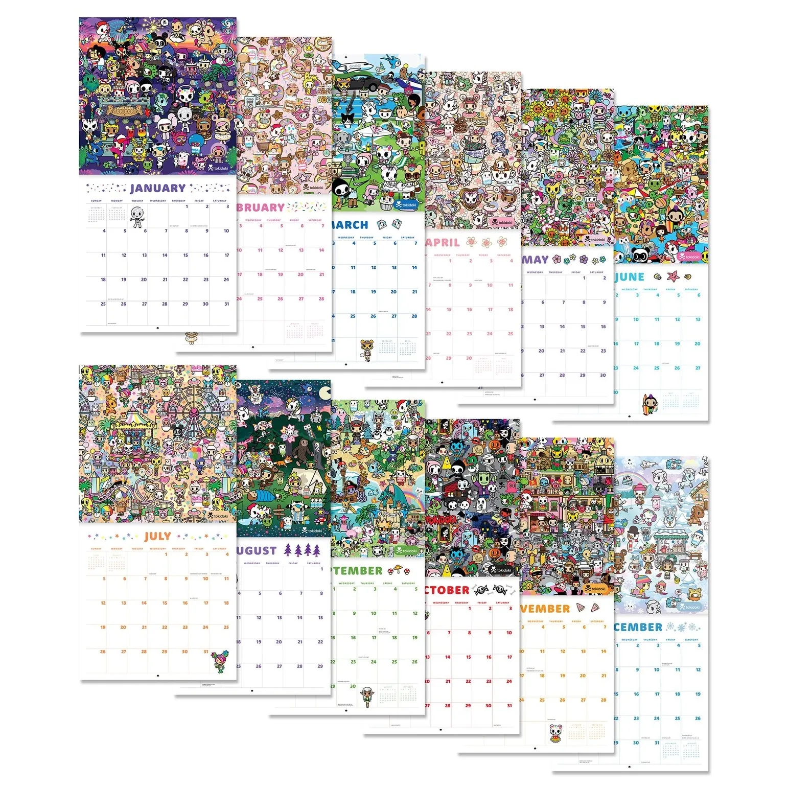 2026 Tokidoki Calendar 12" X 12" Calendar vintage multipack