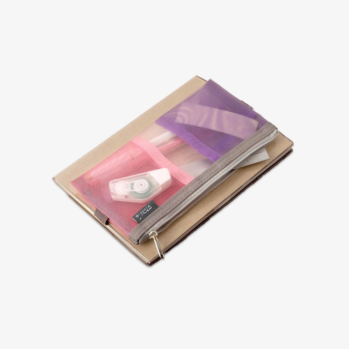 solid steel Book Band Pen Case // Mesh Purple/Pink